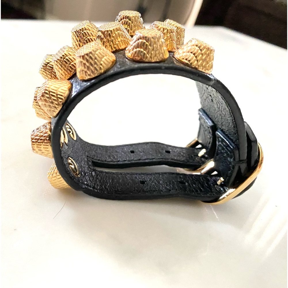 BALENCIAGA 
AGNEAU ARENA BRACELET 
GOLD STUDS / BLACK AGNEAU STRAP - Picture 9 of 9